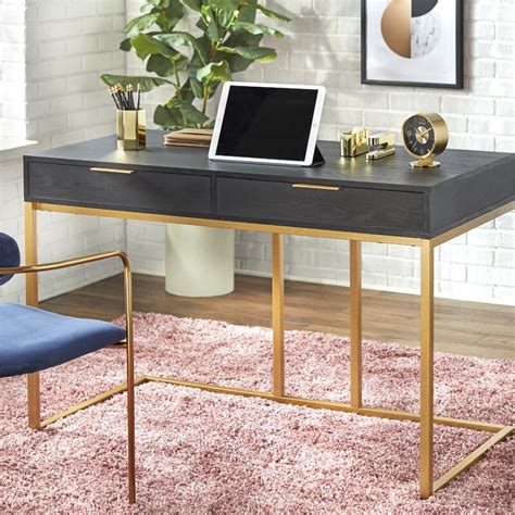 black and gold computer desk|gold office desk with drawer.